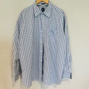 GAP Men's Casual Blue Plaid Shirt